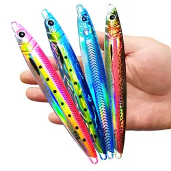 1PC Slow Falling JIg Lure 60g80g120g150g200g250g Fishing UV Jig 3D Print Angler Metal Hard Bait Sinking Jigging Pesca Bait