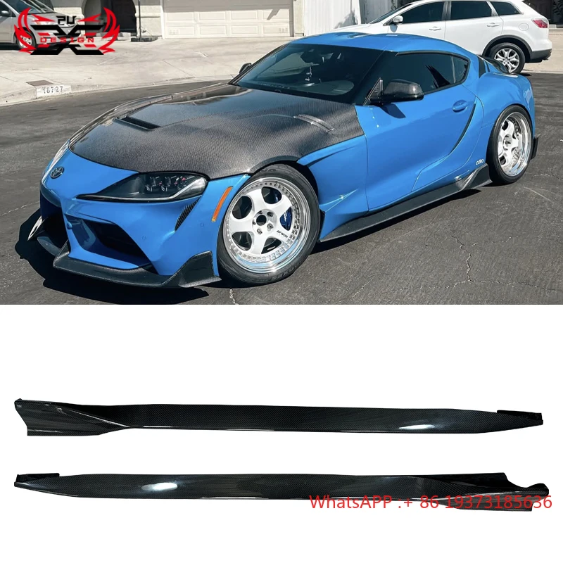 High Quality AD V1 Style Dry Carbon Fiber Side Bumper Side Skirt Splitter for Toyota Supra A90 A91 Mk5  Body Kits