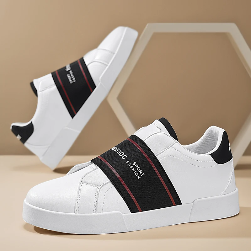 

Fashion Design Skateboard Shoes Men Trend Comfortable Slip-on Leather Casual Sneakers Man Outdoor Breathable Men's Skate Shoes