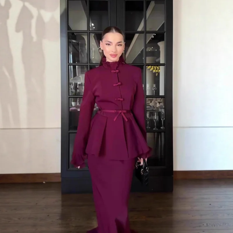 

2025Autumn Slim Fit Light Luxury Retro Elegant Long Sleeve Dress Set