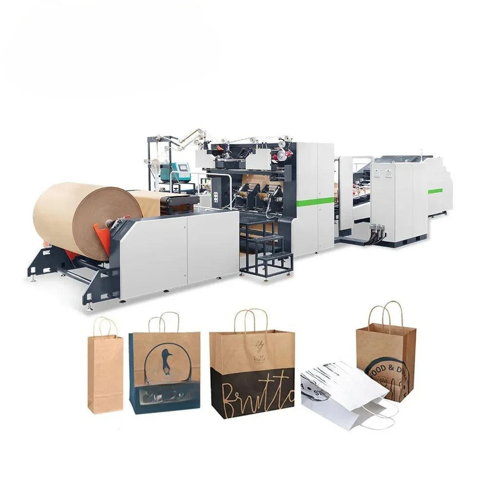 YG Customized Fully Automatic Sheet Feeding Or Roll Paper Bag Making Machine For Gift Shopping Bag With Handle Fit Kraft Or Art