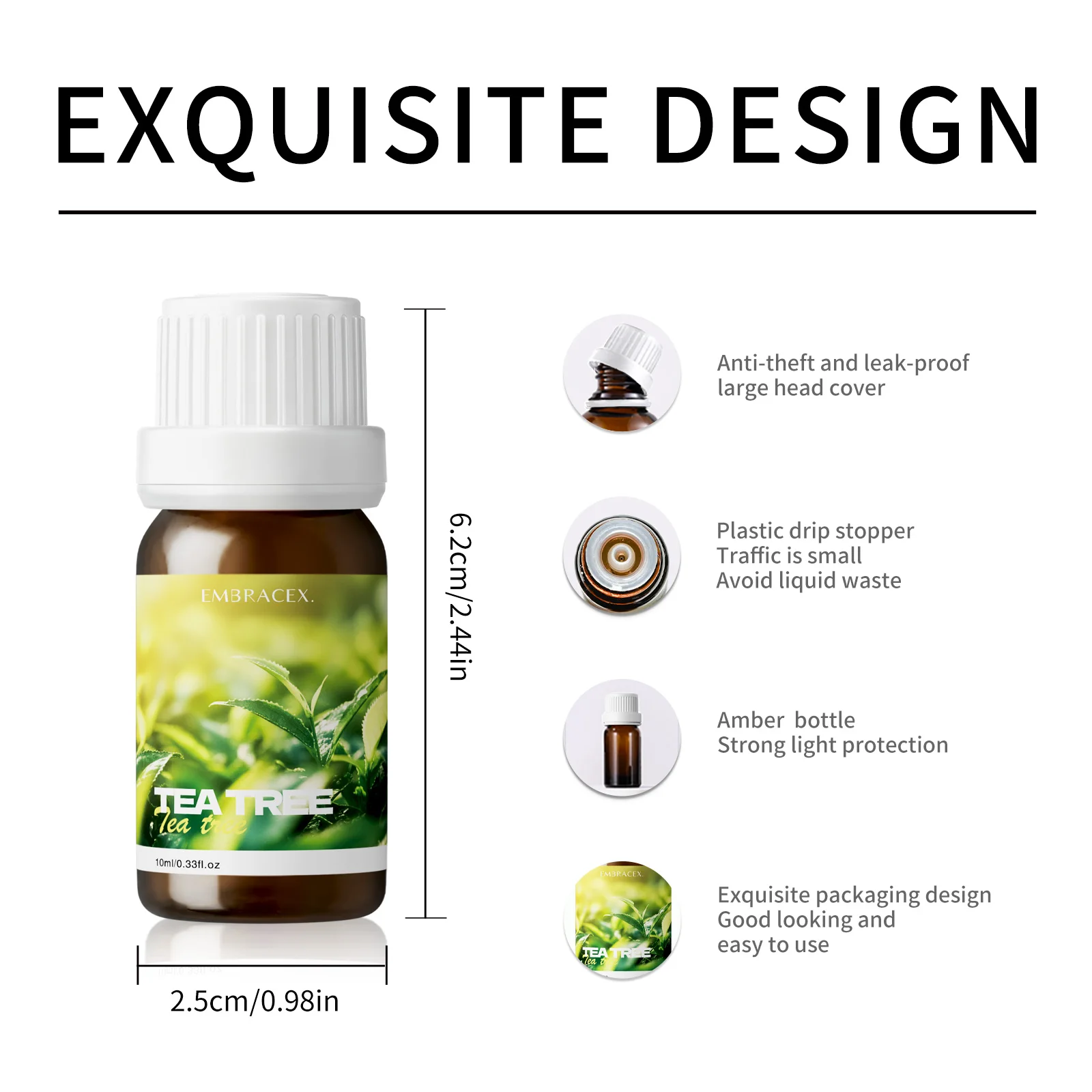 Tea Tree Oil For Diffusers,Diy Candle, Pure Plant Essential Oil 10ml Gift For Travel, Camping, Hiking
