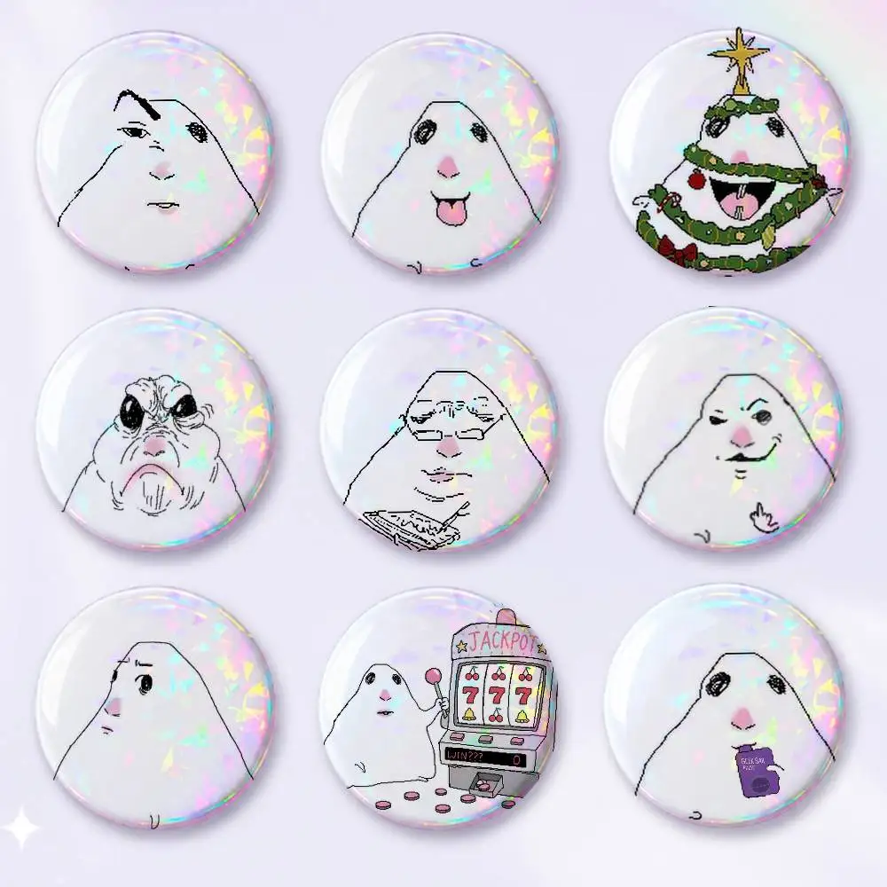A-Creative Funny Hamster Meme Snap-in Pins Cartoon Character Round Creative Brooches For Backpack Accessories Jewelry Gifts