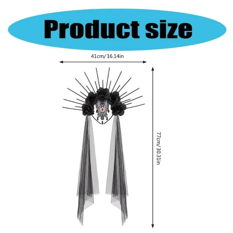 مهرجان الدعائم زهرة التاج الشرير شرير تاج تاج للسيدات للسيدات النساء الأدوار الأزياء الساحرة #6