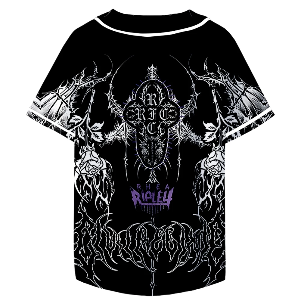 تي شيرت ريا ريبلي ميرش للبيسبول تي شيرت صيفي للجنسين برقبة على شكل حرف V وأكمام قصيرة