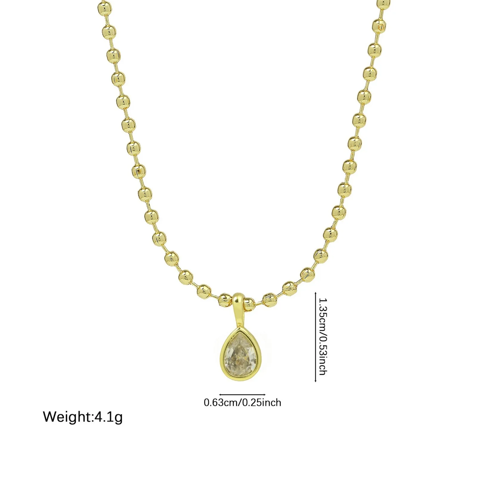 Großhandel Geometrischer Klarer Zirkonia-Anhänger Charm-Halskette 18K Vergoldete Messing-Kugelkette Stilvolles Geschenk für Frauen, 1 Stück – Detail 9