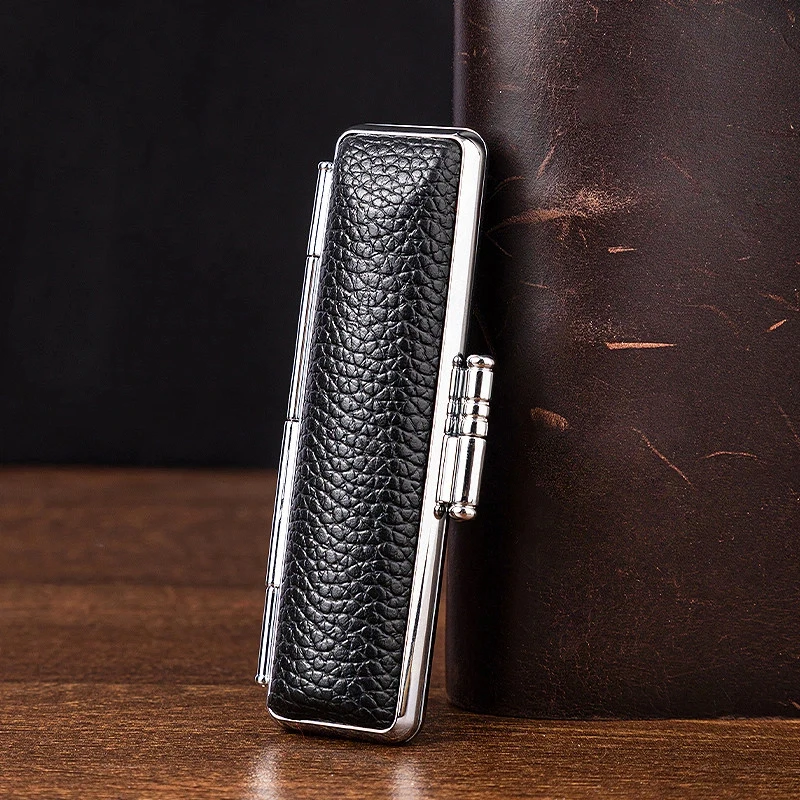Round PU Leather Case Calligraphy Stamp Box Japanese Personal Name Seal Packaging Storage Portable Studying Stationery Supplies