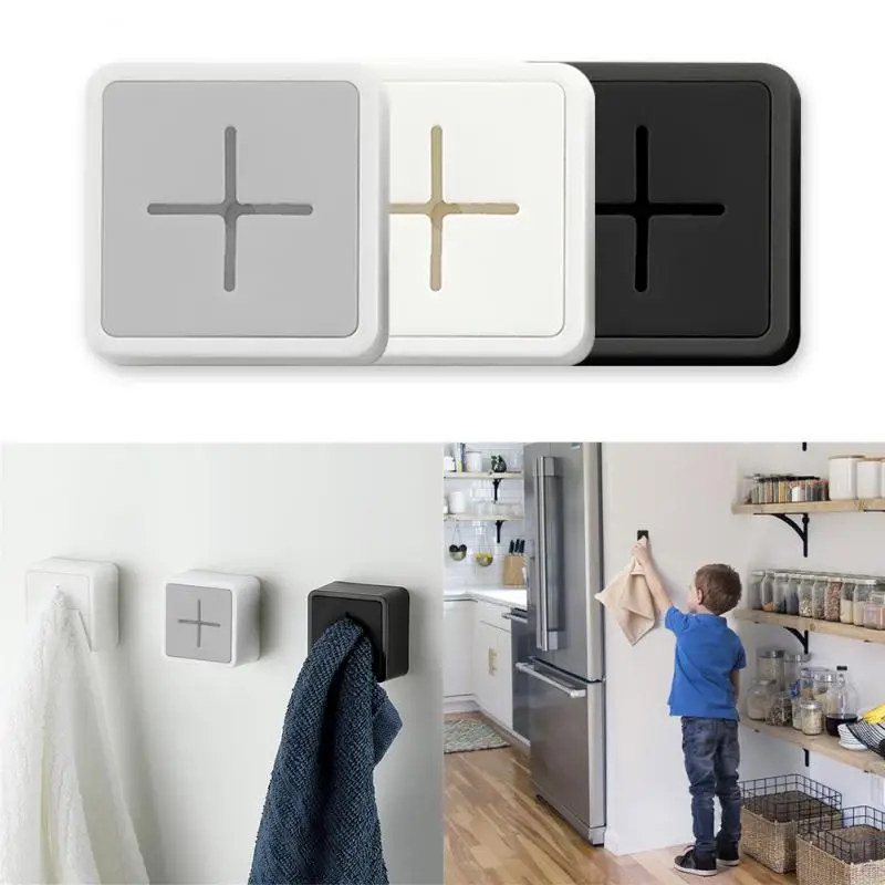 

Self Adhesive Towel Plug Holder Wall Mounted Bathroom Towel Hook Storage Rack Waterproof Kitchen Rag Dishcloth Clip Organizer