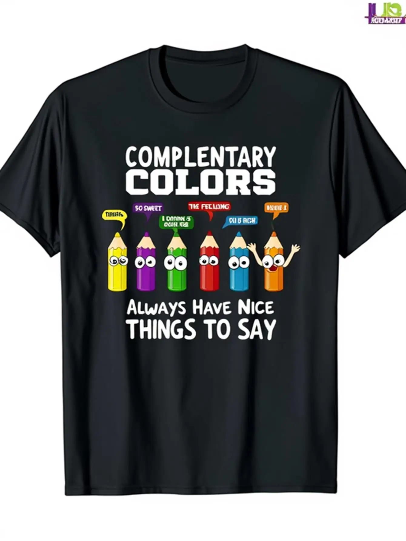 

Men's Fun Teacher-Themed Casual Knit T-Shirt, 100% Cotton, Short-Sleeved, with 6 Expression Pencils and Positive Messages, Colorful Complementary Color Art Pattern, Round Neck, Loose Fit, Suitable for Educators, School Activities, and Everyday Wear