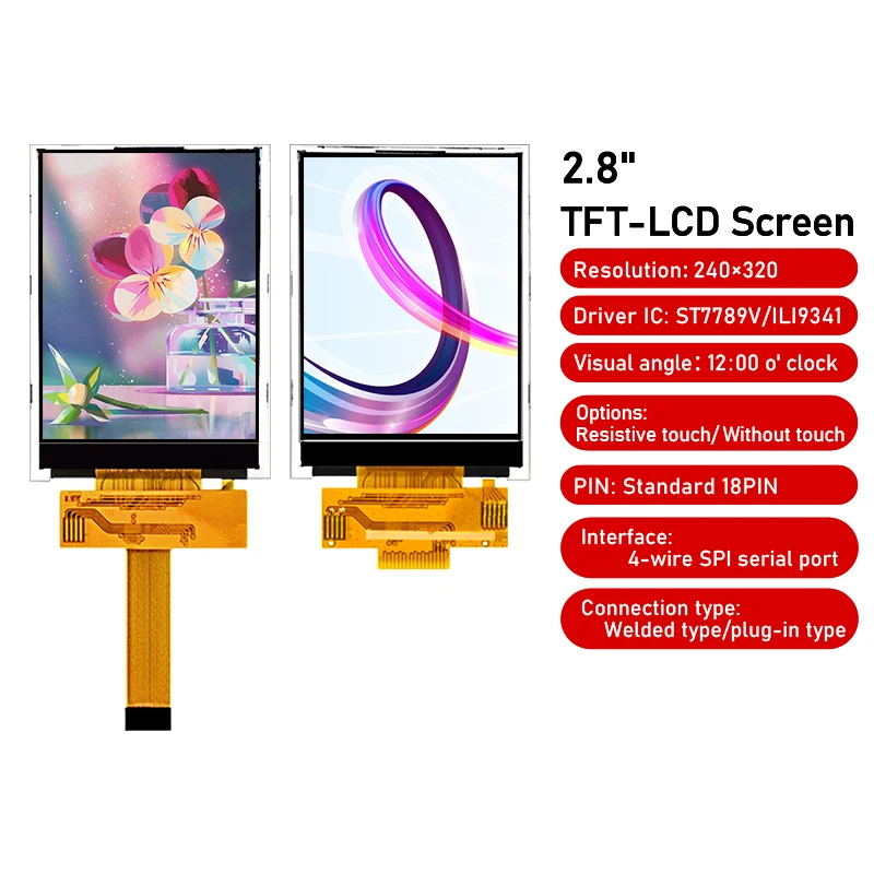 2.8-inch resistive touch TFT LCD SPI serial port LCD display LCD 240*320 color screen STM32 driver 9341