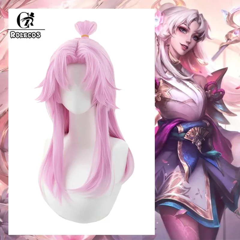 

ROLECOS Game LOL Prestige Spirit Blossom Lux Косплей Парик 50 см Розовый цвет Женские парики Термостойкие синтетические волосы