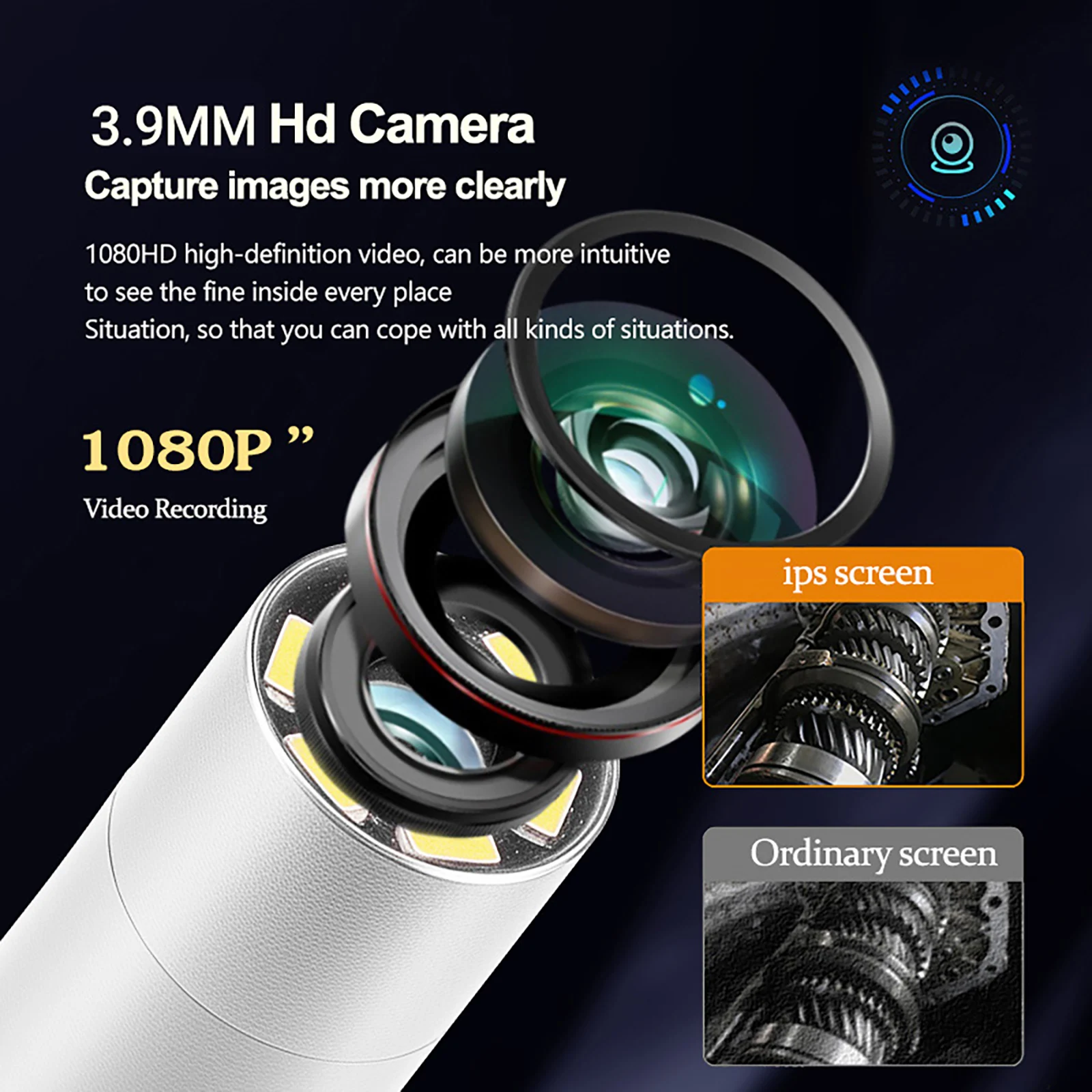 Articulating Borescope Camera 4.3 Inch 1080P HD Automotive Endoscopic Camera With IP67 3.9mm & 6mm Probe For Auto Repair Pipe