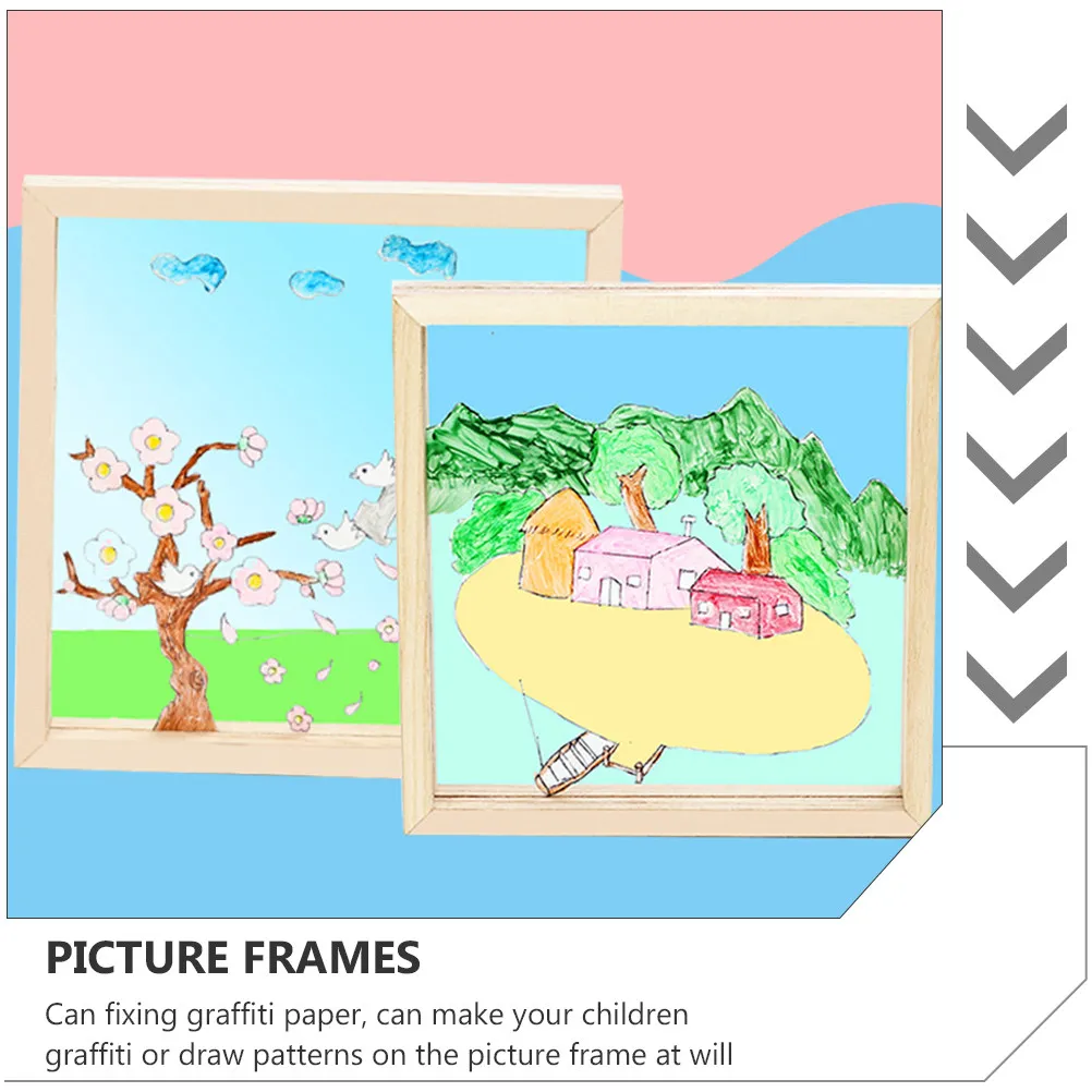 3Pcs Eco Friendly Wooden Photo Display Frame for Childrens Handmade Paintings Acrylic Glass Insert Tabletop Vertical Horizontal
