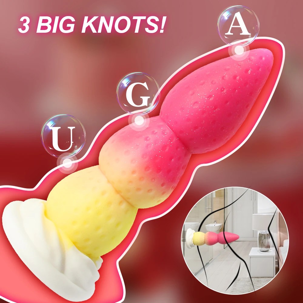 19cm Soft Strawberry Anal Plug  Posterior Enlargement Anal Dilators Adult Toys for Men/Women Cute Butt Plug Masturbator XL Dildo