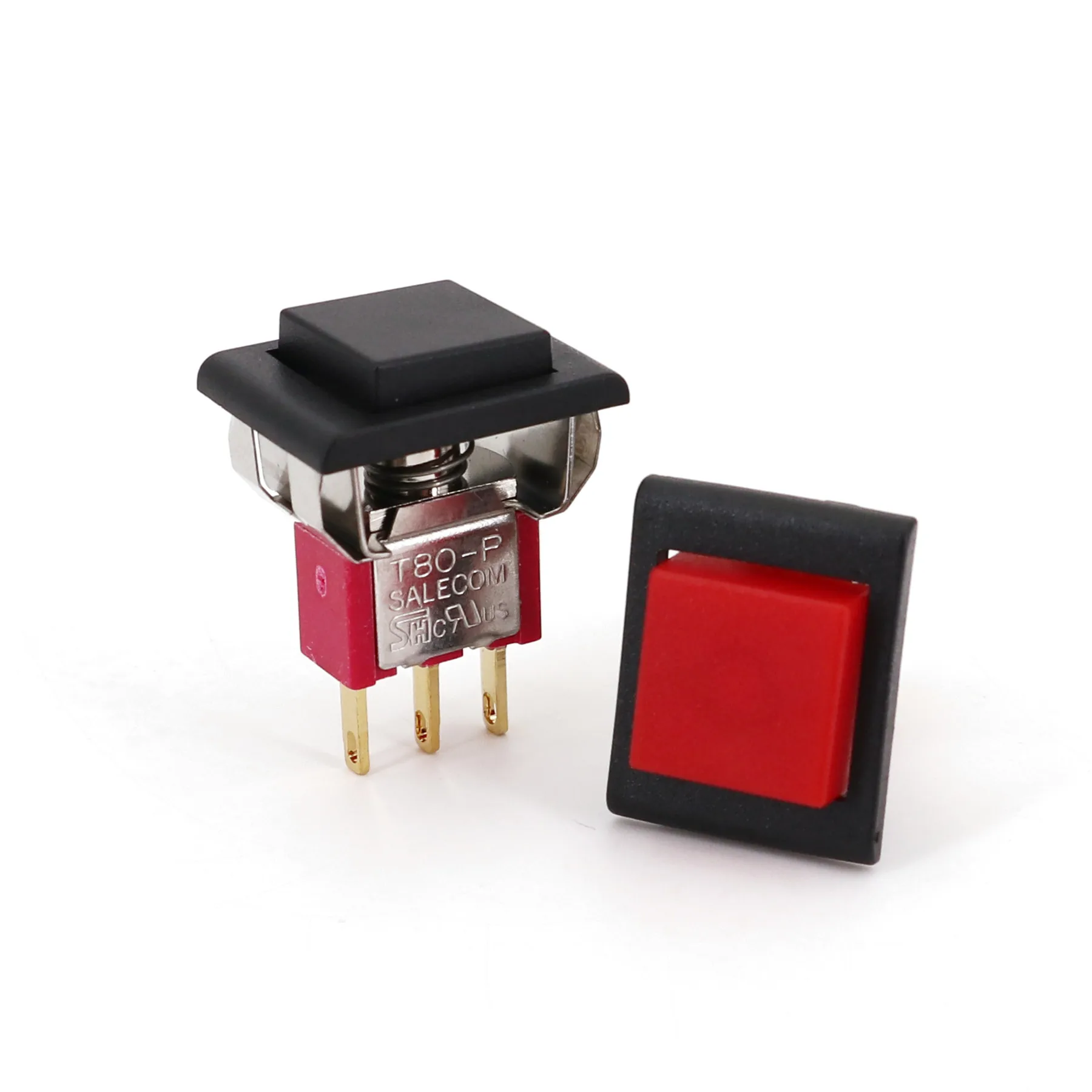 Salecom P8701-F22A kwadrat z rama 3-Pin Snap-działając chwilowy SPDT przełącznik wciskany