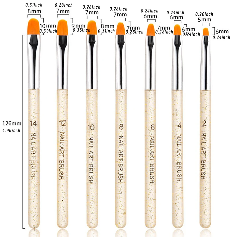 7Pcs Glitter UV Gel Nail art Pinsel für Poly Extension Builder Acryl Nail art Malerei Zeichnung Pinsel Phototherapie ManicurePen