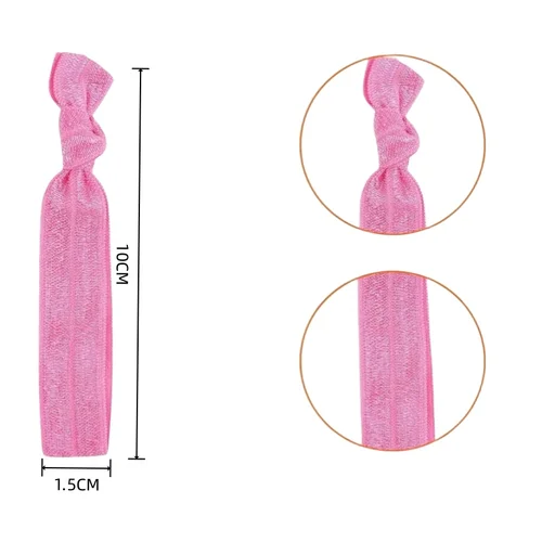 Imagen 2 del producto 50 uds/200 Uds. Pulsera con lazo para el pelo brillante de colores sólidos, banda elástica anudada plegable para el pelo, soporte para cola de caballo, pulsera, accesorios para el cabello