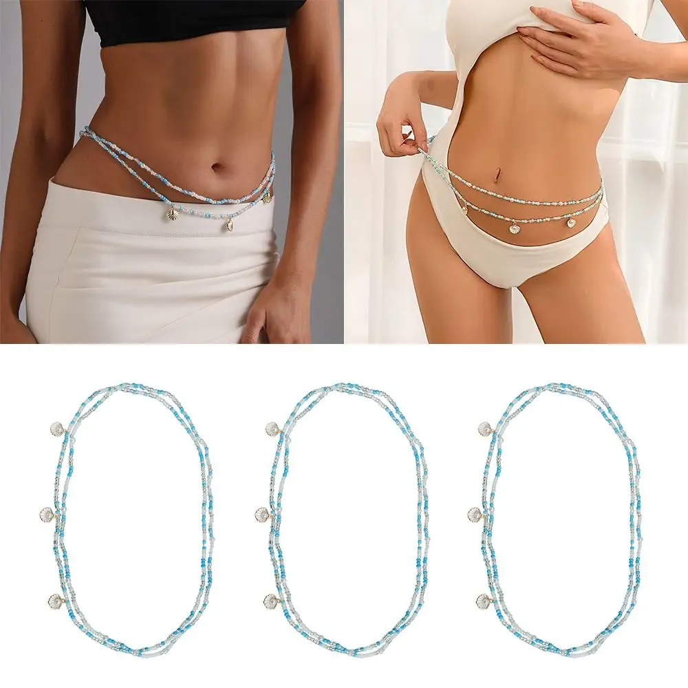 

Double Layered Bohemian Seed Beaded Waist Chain Sexy DIY Rice Bead Belly Chain Waistband Strap For Female Women Lady Girl