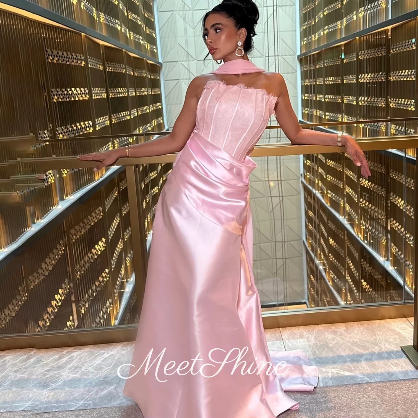 Vestido de fiesta elegante sin mangas, satén plisado, vestidos de fiesta de noche personalizados, vestido para ocasiones formales de Arabia Saudita para mujer 2025