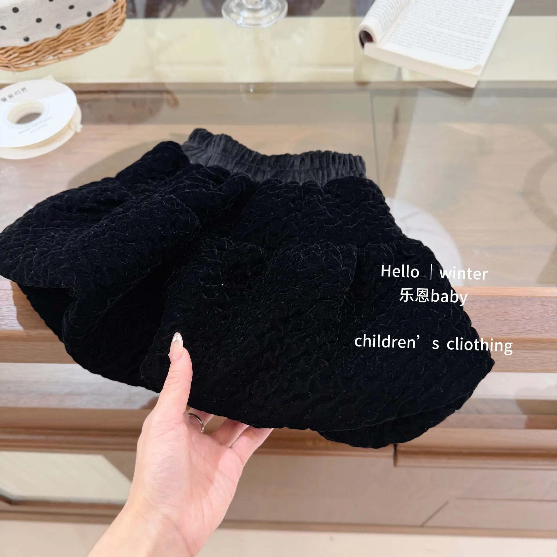 Winter Girls Black Bud Fleece Skirt Foreign Style Baby Fashionable Thick Skirt Casual Baby Girls Solid Skirt