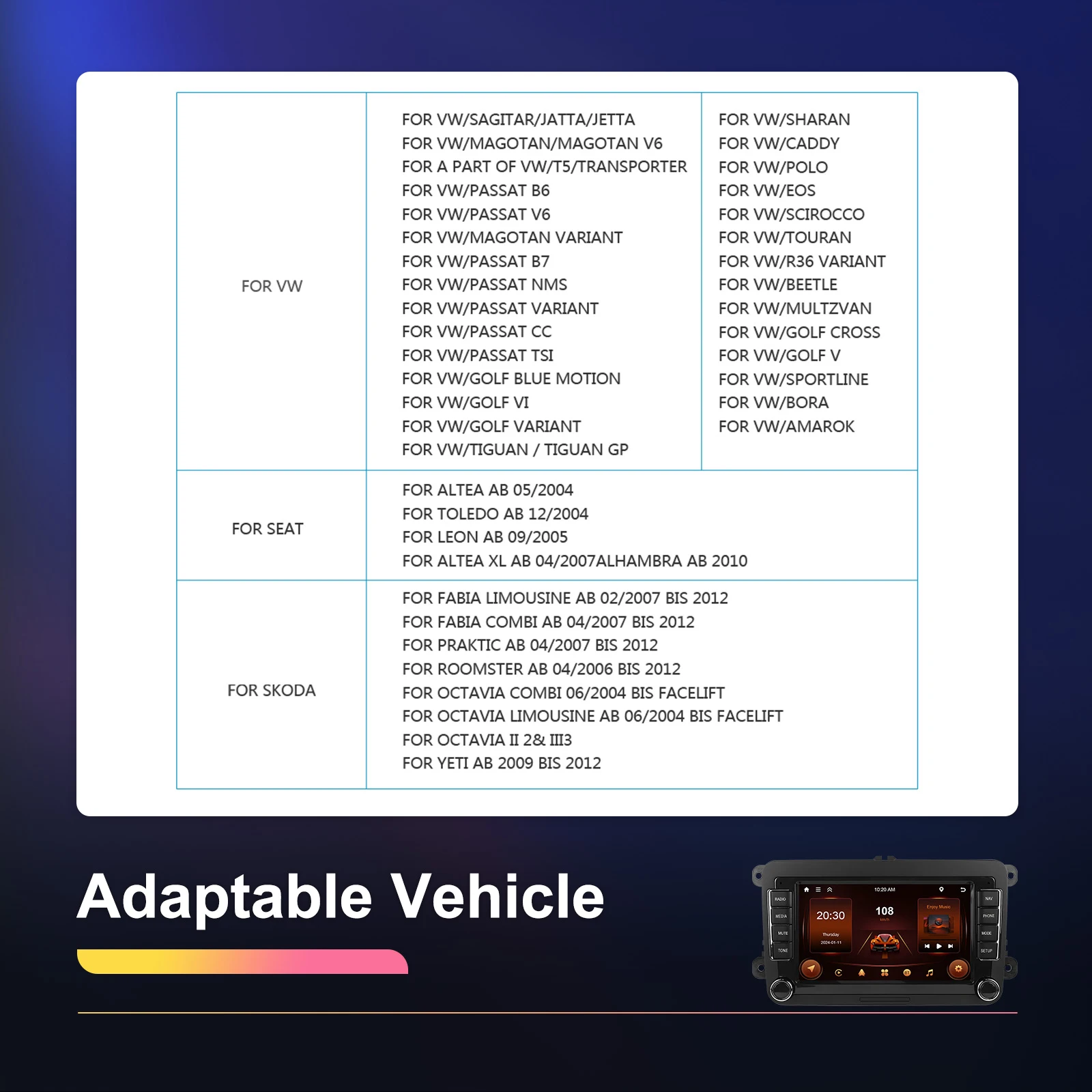Podofo 7inch Android Car Radio For VW/PASSAT/GOLF/TOURAN/BEETLE Multimedia Player Carplay Android Auto GPS FM RDS WIFI Car Audio