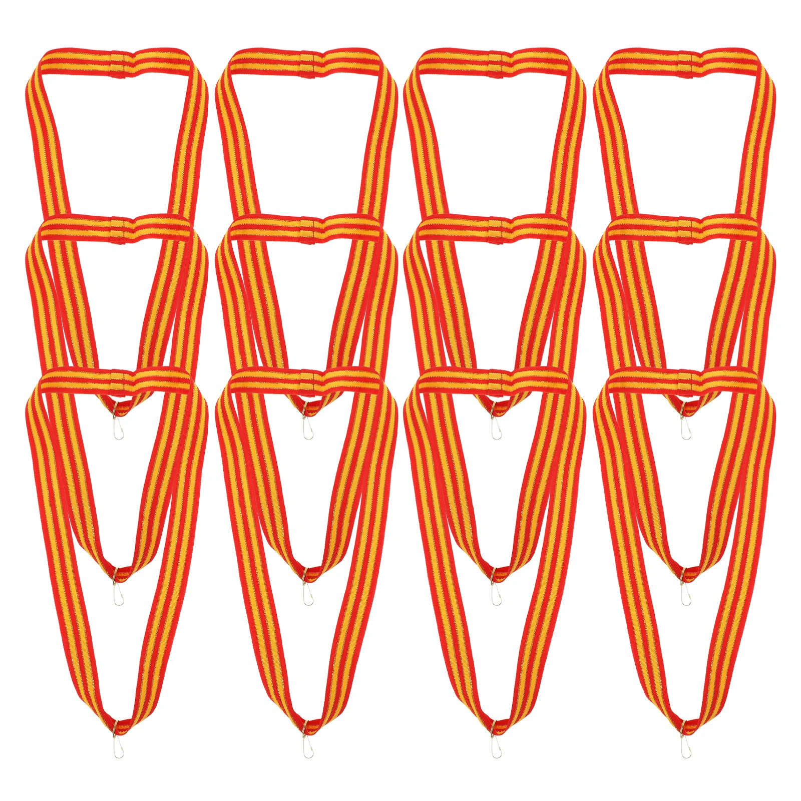 

12pcs Medal Red White Blue Award Lanyards for Sports Competition Party Polyester Cotton Ribbon For Medal Hanging