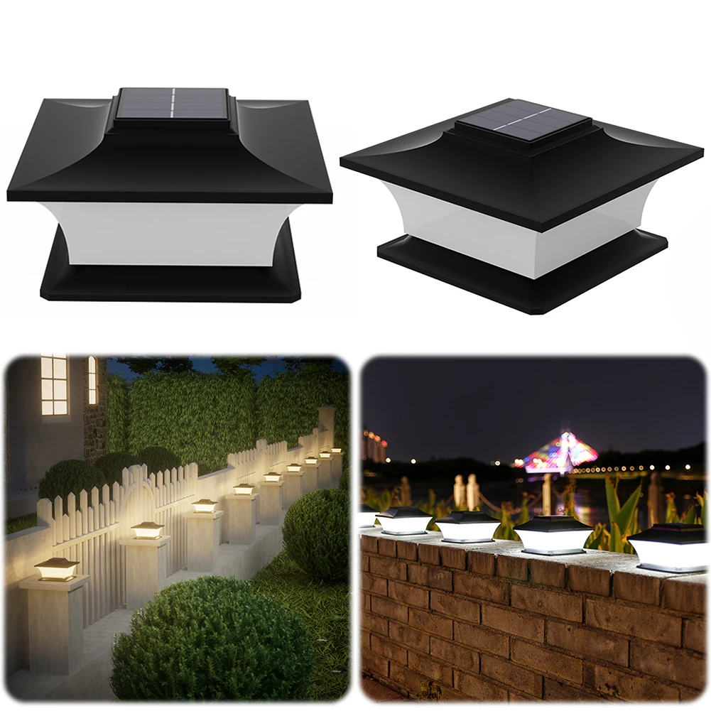 Solar Post Cap Light LED Fence Light Auto On Solar Powered Post Light Decorative Outdoor LED Light for Garden Patio Porch