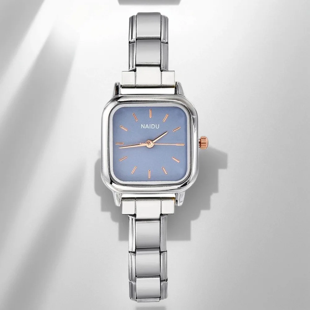 GEMOSA Trendy Stylish Square Quartz Watch Chic Minimalist Design Silver Color Stainless Steel Strap Party Birthday Daily Gift image 3