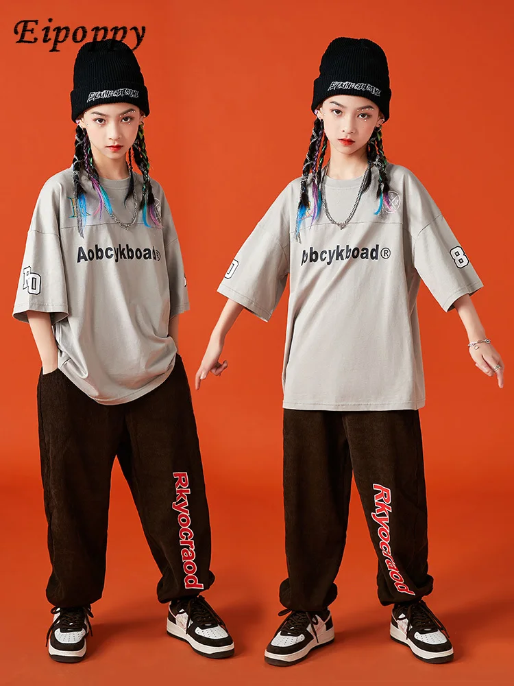 Детская модная одежда в стиле хип-хоп, костюм в стиле хип-хоп с коротким рукавом для мальчиков и девочек, костюмы для джазовых танцев и представлений