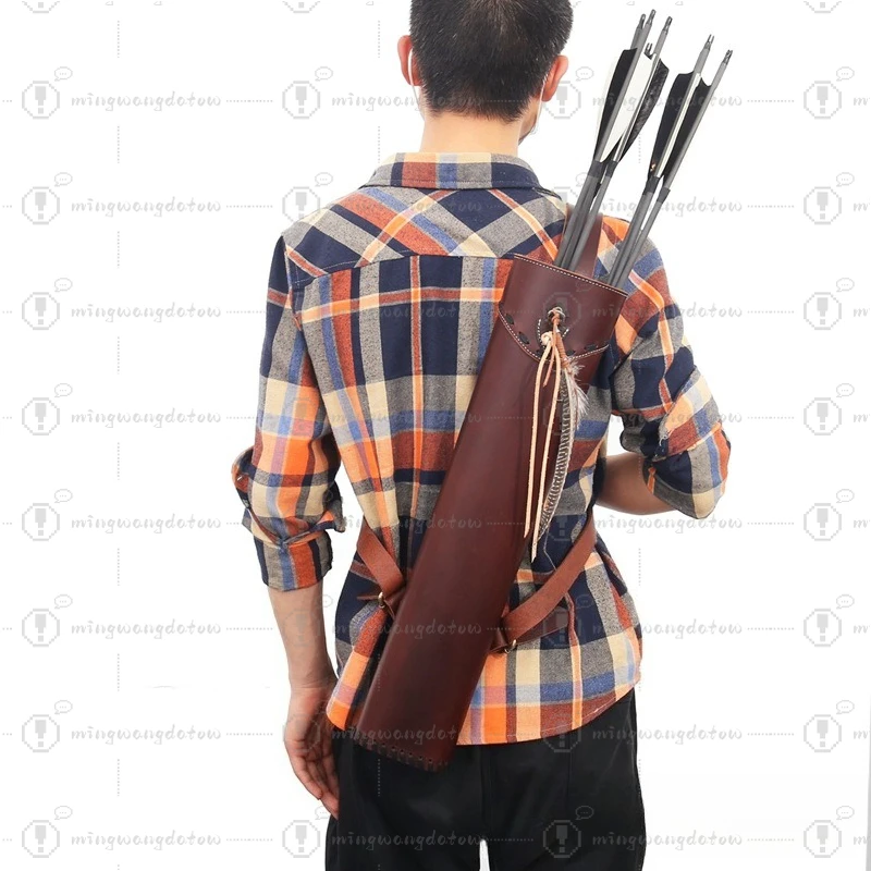 

Кожаный колчан для стрел в стиле средневекового охотника-лучника, аксессуар для косплея, реквизит для традиционной охоты на луке эпохи Возрождения