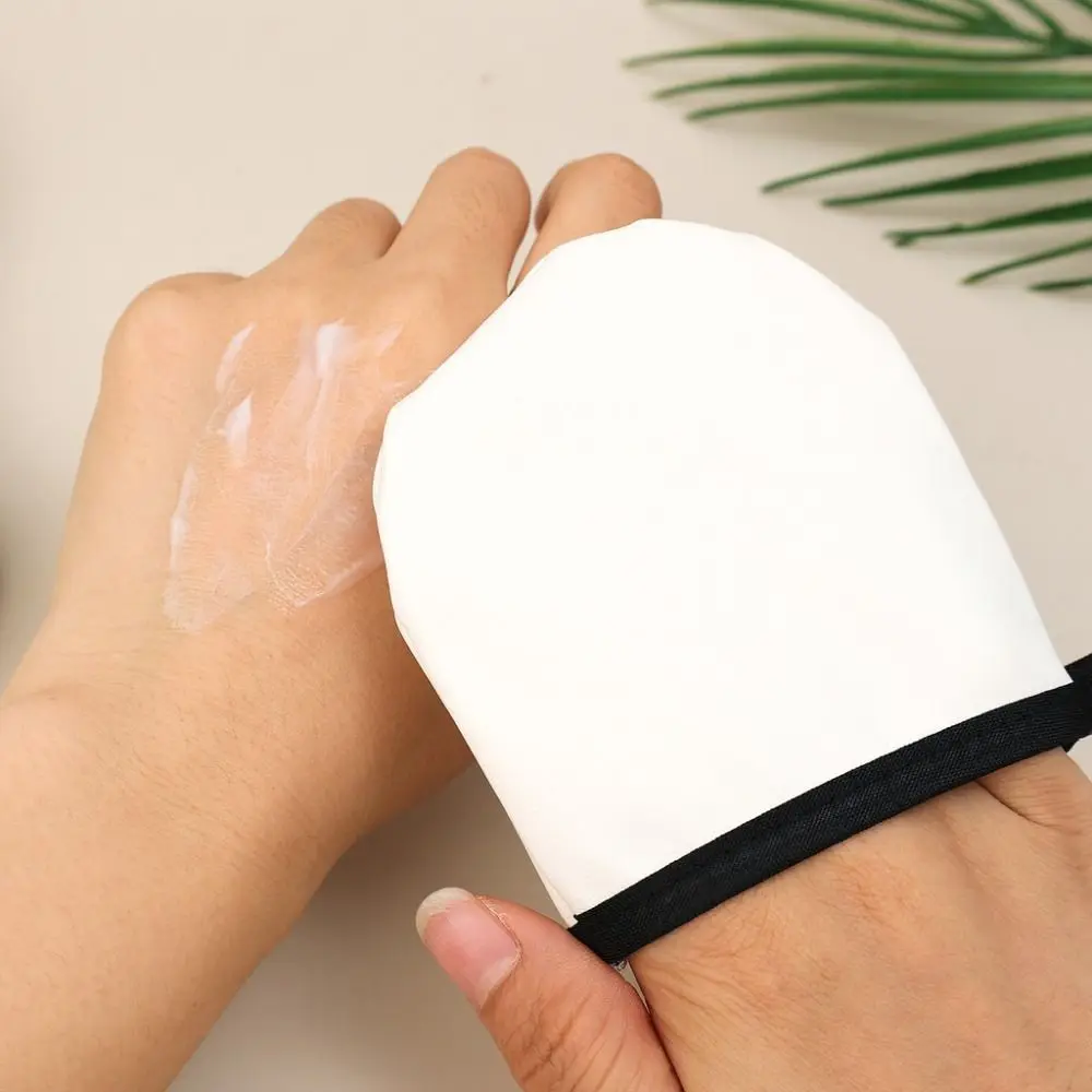 Gants de Lotion pour le corps en cuir PU, empêchent les collants, auto-bronzants à séchage rapide, applicateur de maquillage réutilisable Double face