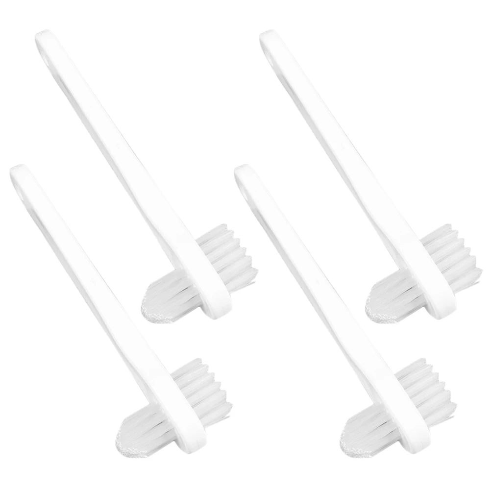 

4 pcs Small Double-headed Denture Toothbrush Blue Portable Travel Cleaning Brush Mini Size Dual-sided Plastic Material