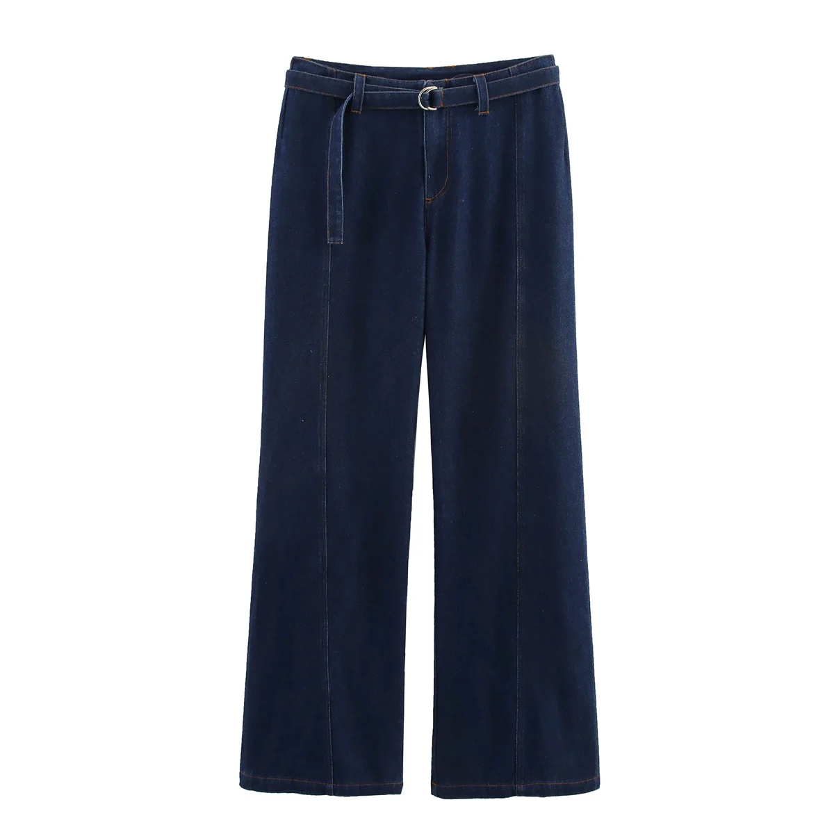 

New summer products 2025 women's clothing fashionable simple European and American style dark blue high-waisted jeans