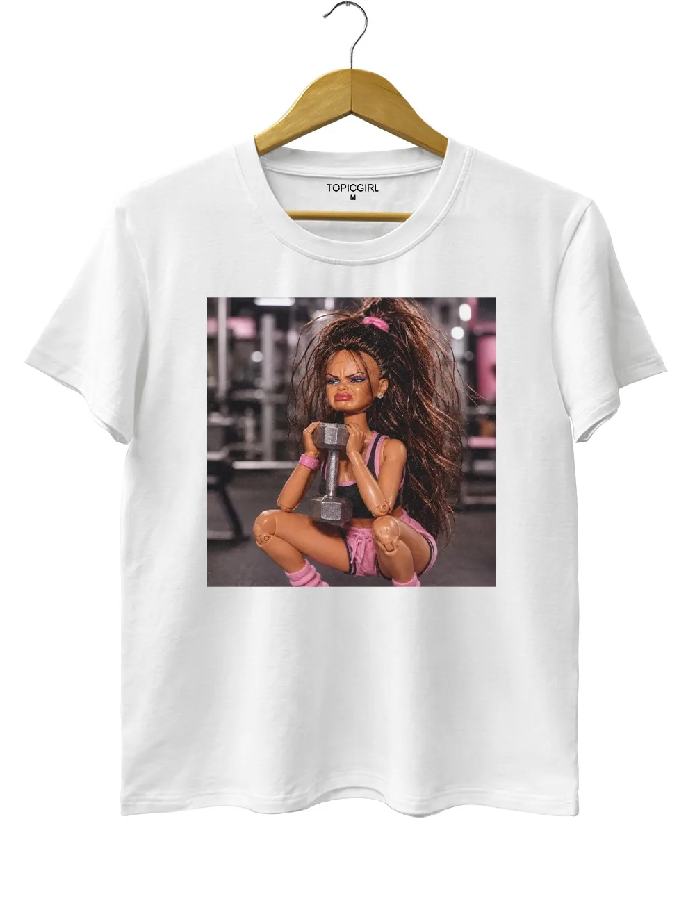 Fitness Doll Face Meme Shirt Sarcastic Funny Gym Doll Graphic Tee Disgusted Workout Doll Face Top Viral Cringe Doll Meme