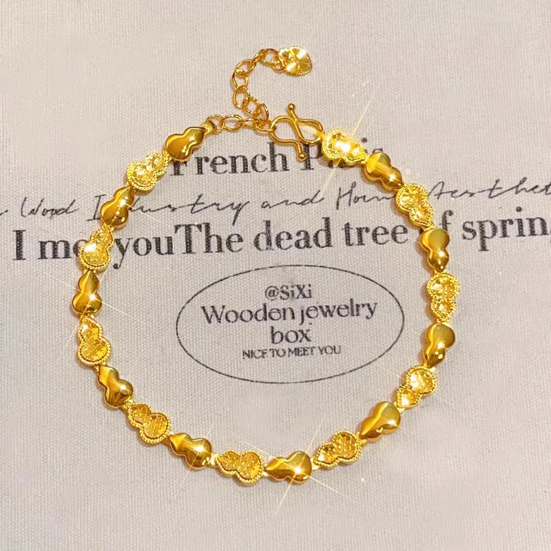 

Женский браслет из тыквы с высоким блеском из 24-каратного золота AU999 — золото премиум-класса, привлекательный дизайн, подходит для повседневного использования и подарка