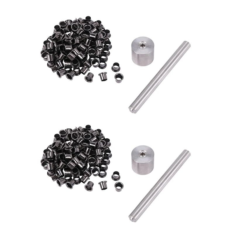 2Set Tools+200Pcs Rivets Nail Installation Tools With Silver Brass Nails