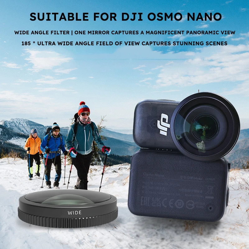 Dla DJI Osmo Nano 185 ° Szerokokątny obiektyw powiększający pole widzenia, ramka ze stopu aluminium, akcesoria do aparatu.