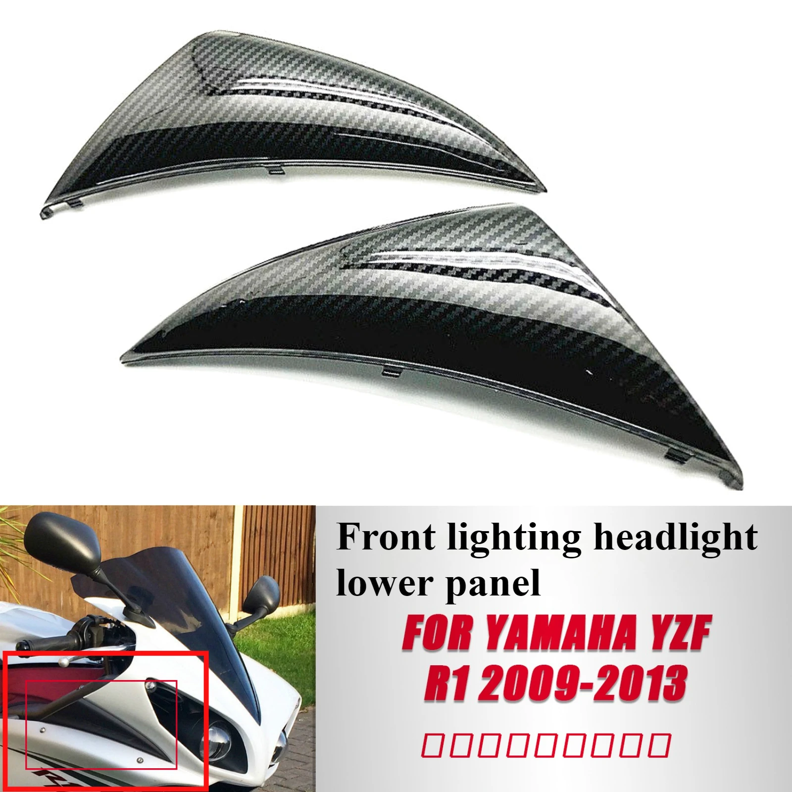 

For Yamaha YZF R1 2009-2013 Motorcycle Front Headlight Lower Side Small Panel Air Intake Cover Fairing Mask Fit Modified