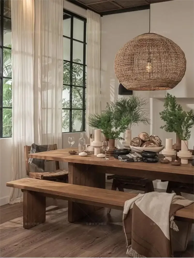 New Restaurant Handmade Lanterns Pendant Lights Rattan Art Lamps Zen Dining Tea Rooms Southeast Asian Hotel Hanging Lights