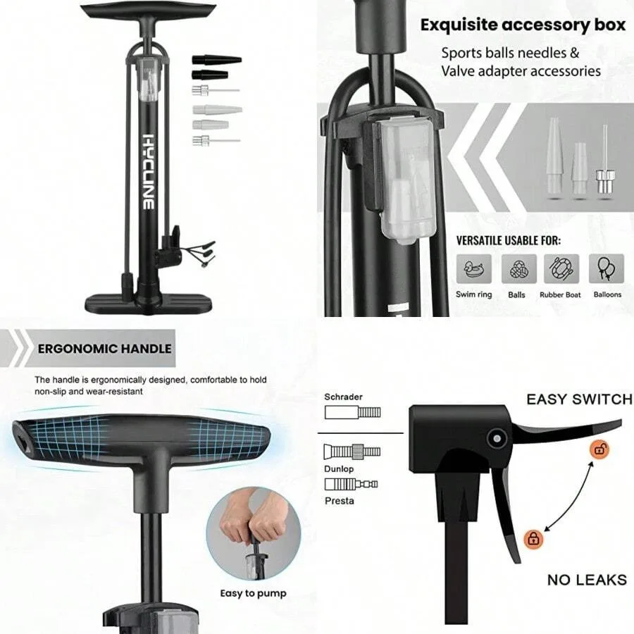 

Bike Floor Pump: Ire Pump 160 PSI Hi Prure - Air Pumps Ih Pra And Scader - Iaor For MB BMX Ir Balls Balloons Iaabl Black