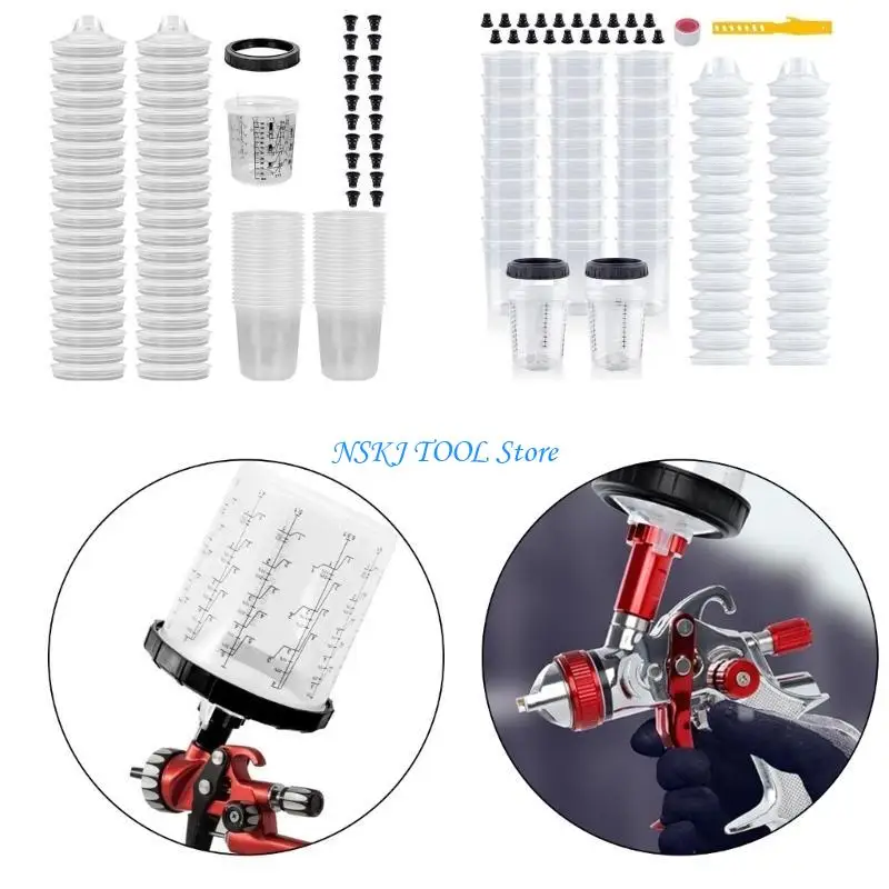 L8RC Paint Sprayer Mixing Cup with Measuring Scale Car Surfaces Coating Treatments Tool Accurate Scale Disposable Cups