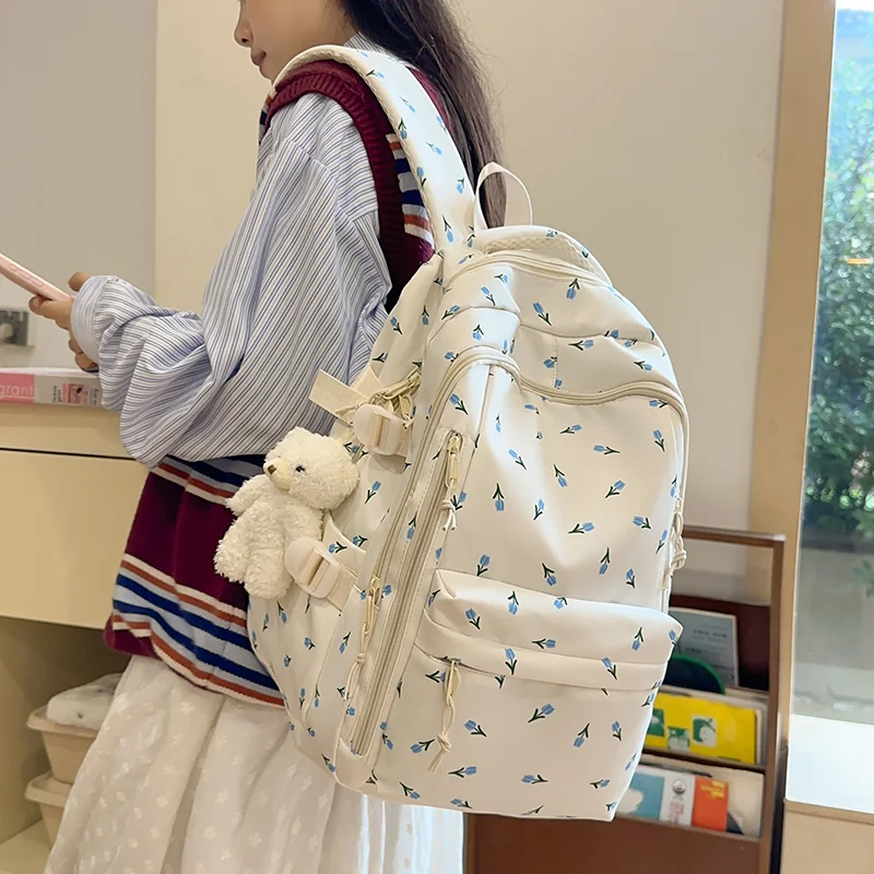 Bonito mochila meninas moda saco de escola grande capacidade estudante saco de escola portátil saco de armazenamento de viagem para crianças saco de praia