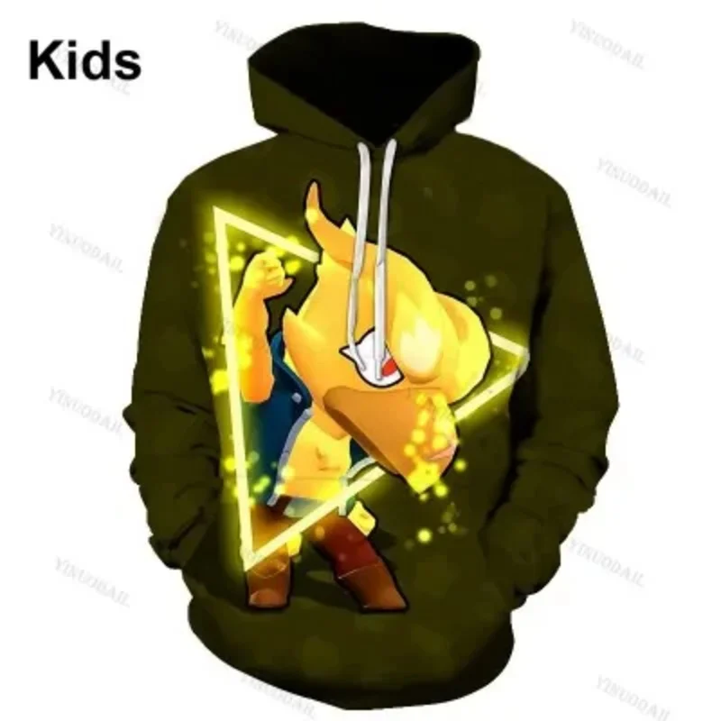 Hoodie de personagem de tubarão infantil, moletom jogo 3D, tops de meninos e meninas, roupas infantis, roupas adolescentes, primavera, outono