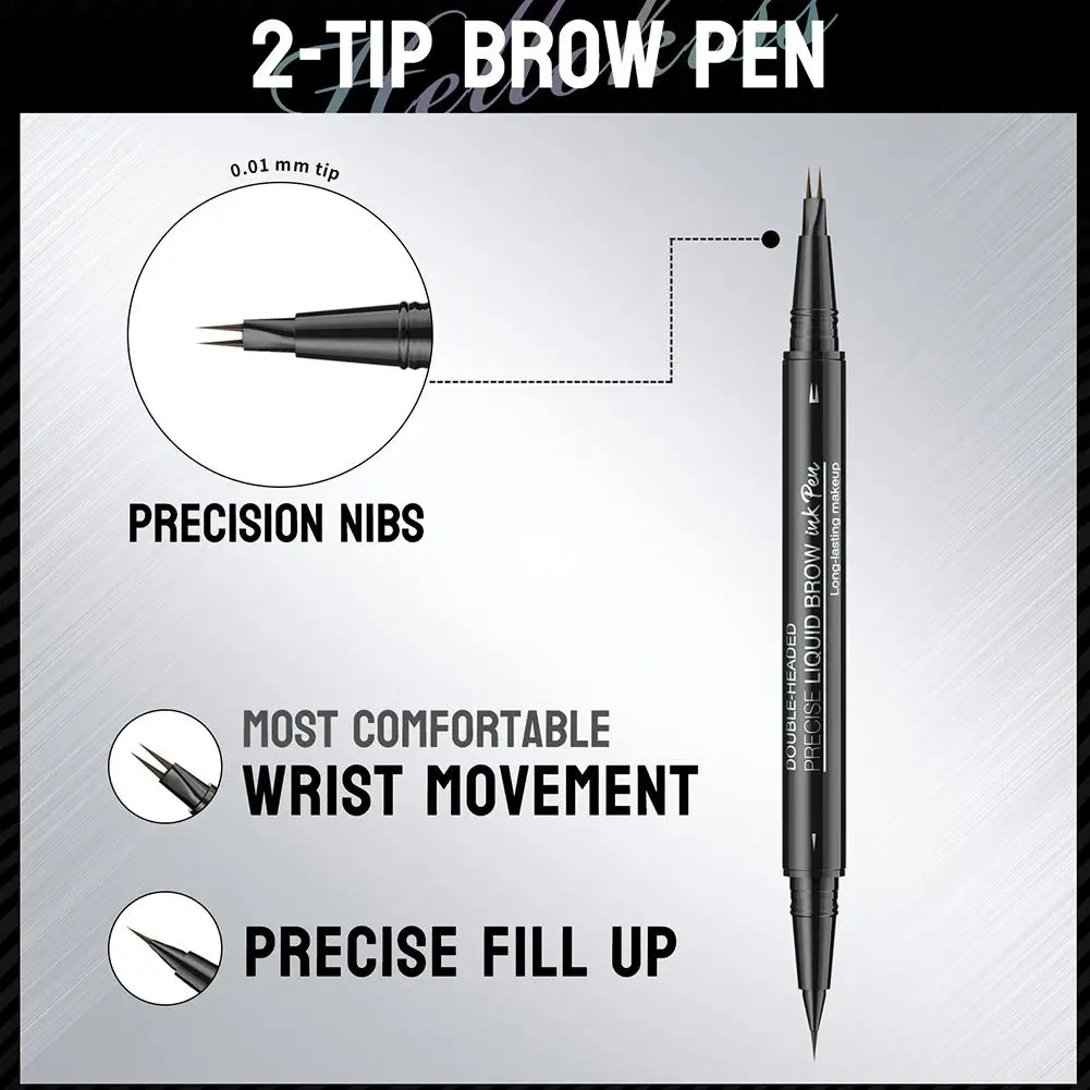 قلم حواجب مزدوج 2 في 1 مقاوم للماء ومقاوم للعرق وغير ملطخ متعدد الوظائف قلم حواجب طبيعي أدوات تجميل للمكياج