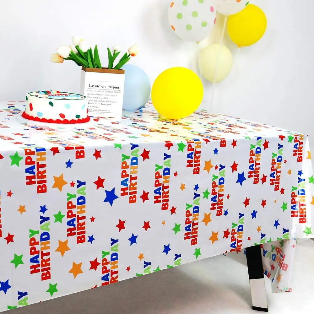 1pc Star Birthday Tablecloth, 54x108 inches, disposable tabl