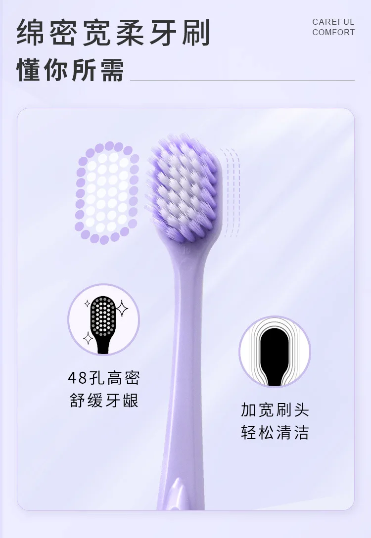 Single wide-head toothbrush with 10,000 hairs for adults with high-efficiency cleaning and protecting teeth and sensitive gums
