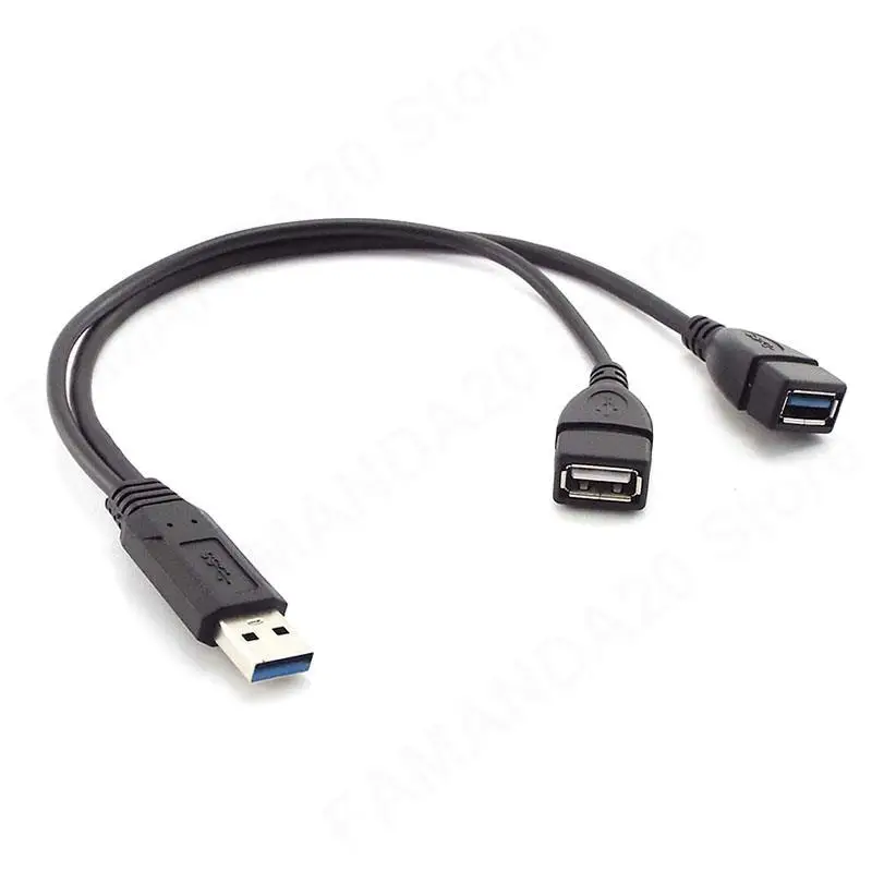 USB 3.0 Male to Dual USB Female Extra Power Data Y Extension Cable Line Wire connector Power Supply for Mobile Hard Drives m20