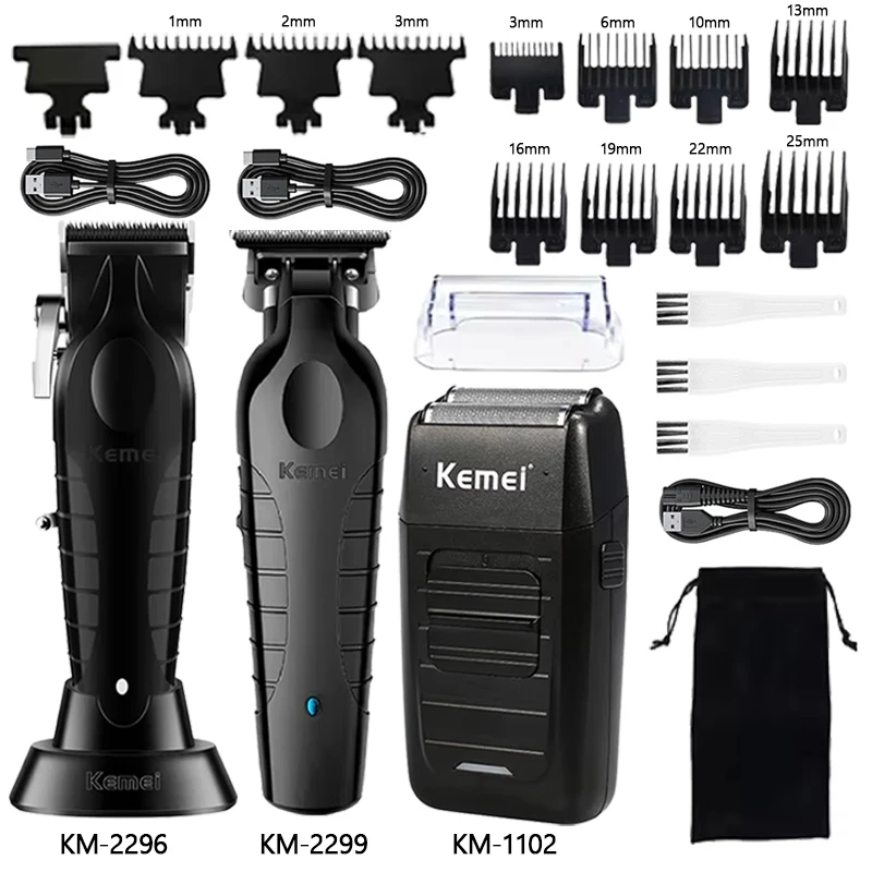 Kemei KM-2296 KM-2299 KM-1102 Hair Clipper Kit Men's Electric Shaver Hair Trimmer Machine Professional Hair Cutting Machine Men