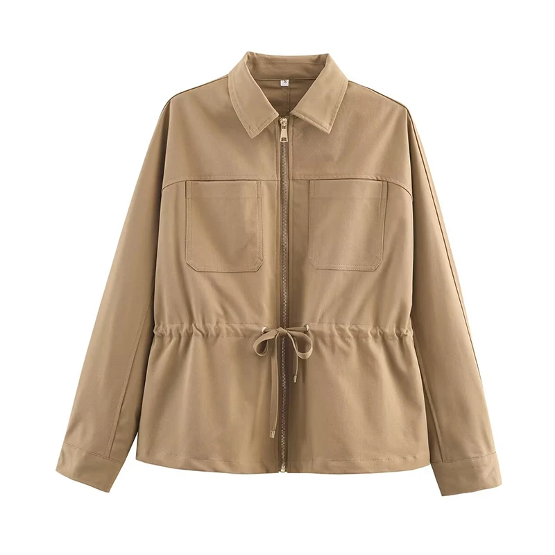 

YENKYE стиль сафари с регулируемой талией и карманами, женская куртка с воротником с лацканами и длинными рукавами, повседневная весенняя верхняя одежда