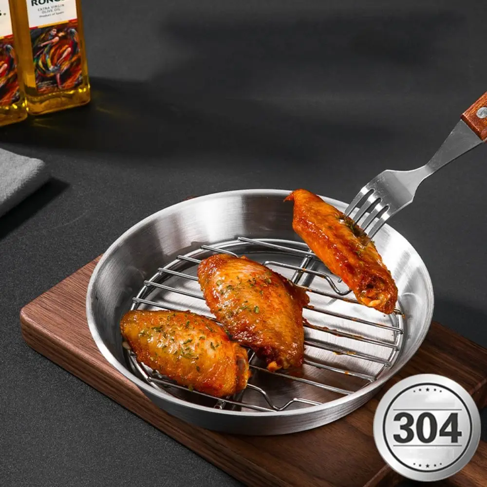 304 Stainless Steel Air Fryer Baking Tray Elevated Mesh Non-stick Air Fry Basket Food-Grade 2-Piece Set Steaming Cooling Racks